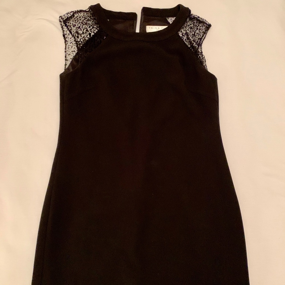 Trina Turk Black embellished cap sleeve mini dress